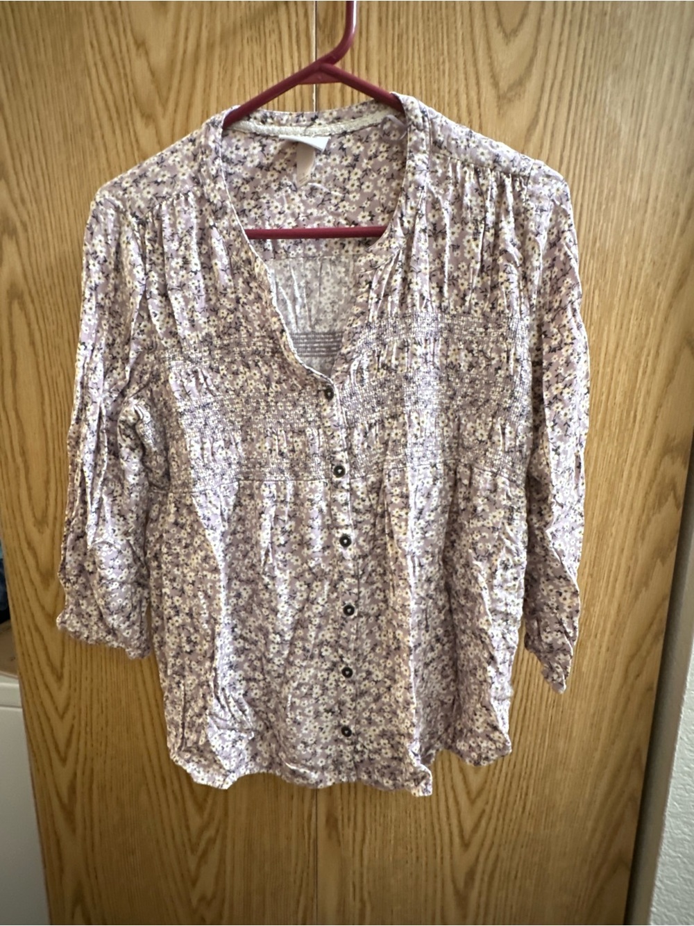 Knox Rose Lavender Floral Button-Down Blouse
